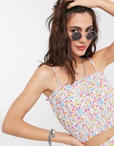 Розовый топ на бретельках с цветочным принтом от комплекта Topshop-Мульти