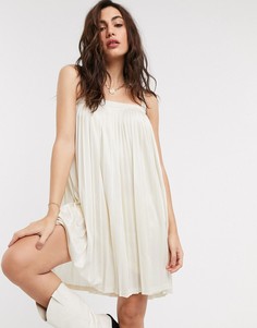 Атласное платье кремового цвета в стиле oversized Vero Moda-Бежевый