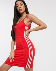 Красное платье с тремя полосками adidas Originals-Красный