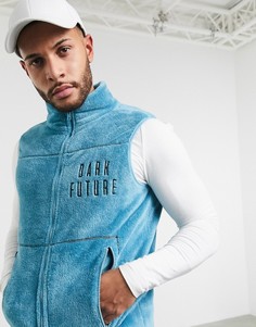 Ультрамягкий флисовый жилет с вышивкой на груди ASOS-Синий