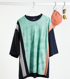 Oversized-футболка из органического хлопка с контрастными вставками ASOS DESIGN Plus-Мульти