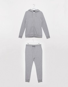 Серый меланжевый спортивный костюм на молнии ASOS DESIGN