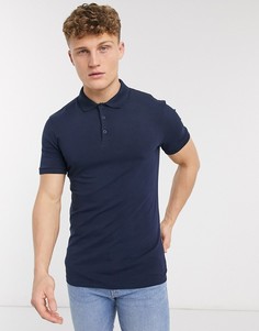 Темно-синее обтягивающее поло из органического хлопка ASOS DESIGN-Темно-синий