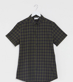 Приталенная рубашка в клетку цвета хаки ASOS DESIGN Tall-Зеленый