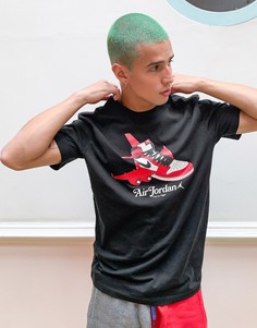 Черная футболка с принтом в виде самолета Nike Jordan-Черный