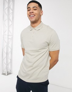 Бежевое трикотажное поло из органического хлопка ASOS DESIGN-Бежевый