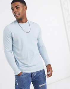 Голубой лонгслив ASOS DESIGN-Синий