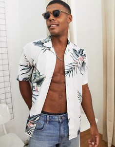 Белая рубашка с принтом и отложным воротником Jack & Jones Premium-Белый