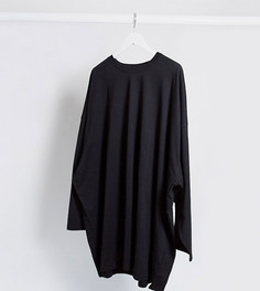 Черная oversize-футболка с длинным рукавом ASOS DESIGN Plus-Черный