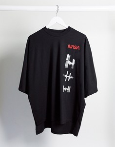 Oversize-футболка с принтом на груди и спине ASOS DESIGN NASA-Черный