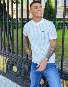Белая футболка из пике в вертикальную полоску Fred Perry-Белый