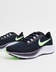 Черно-лаймовые кроссовки Nike Running Air Zoom Pegasus 37-Черный
