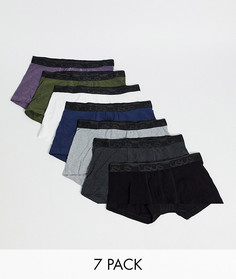 Набор из 7 боксеров-брифов с названием бренда на поясе ASOS DESIGN - Скидка-Мульти