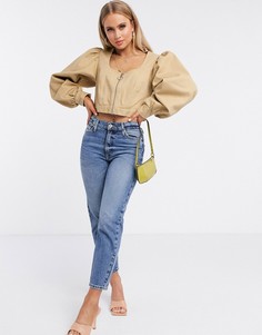 Светло-бежевая куртка в корсетном стиле с объемными рукавами ASOS DESIGN-Светло-бежевый
