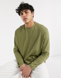 Свободный лонгслив цвета хаки ASOS DESIGN-Зеленый