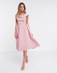 Розовое приталенное платье для выпускного ASOS DESIGN-Розовый