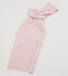 Розовое платье-футляр миди на одно плечо с поясом эксклюзивно для ASOS DESIGN Tall-Розовый