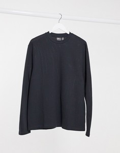 Свободный фактурный лонгслив темно-серого цвета ASOS DESIGN-Черный