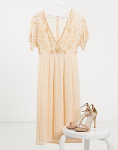 Розовое платье миди 2 в 1 с плиссированной юбкой Frock and Frill-Розовый