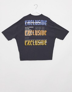 Черная выбеленная oversized-футболка с принтом ASOS DESIGN-Черный