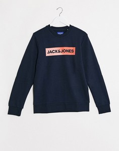 Свитшот с круглым вырезом и эффектом деграде Jack & Jones-Темно-синий