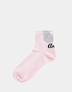Розовые носки с надписью "angel" и принтом крыльев ASOS DESIGN-Мульти