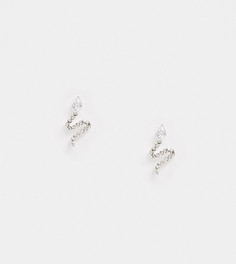 Серебряные серьги-гвоздики в виде змеи со стразами ASOS DESIGN-Серебряный