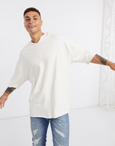 Бежевая oversized-футболка из плотного трикотажа ASOS DESIGN-Бежевый