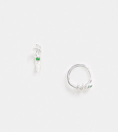 Серебряные серьги-кольца с отделкой в виде змеи ASOS DESIGN-Серебряный