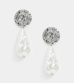 Серебристые серьги с жемчугом DesignB London-Серебряный