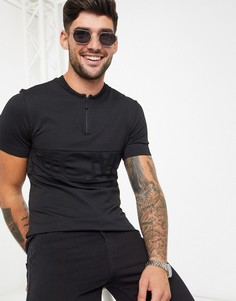 Трикотажная футболка с молнией River Island-Черный