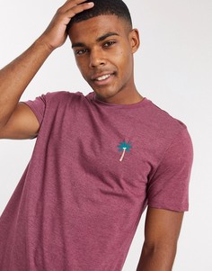Бордовая футболка с вышитой пальмой Burton Menswear-Красный