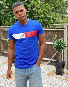 Футболка с контрастной полосой и логотипом Tommy Hilfiger-Синий