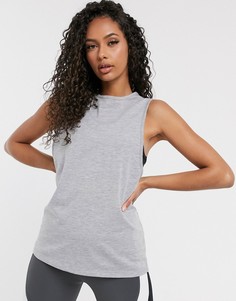 Хлопковая майка с заниженными проймами ASOS 4505-Серый
