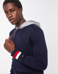 Худи с полосками Tommy Hilfiger-Темно-синий