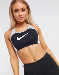 Черный бюстгальтер со средней степенью поддержки и галочкой Nike Training