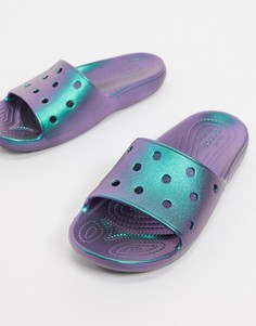 Черные фестивальные шлепанцы с эффектом металлик Crocs-Черный