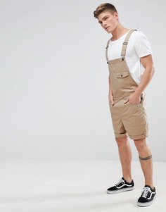 Короткий джинсовый комбинезон светло-бежевого цвета ASOS-Светло-бежевый