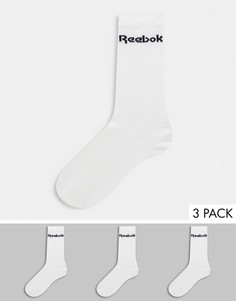 Набор из 3 белых носков с логотипом Reebok Training-Белый