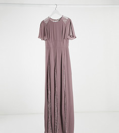 Платье макси с кружевными вставками ASOS DESIGN Tall-Фиолетовый