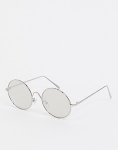 Круглые солнцезащитные очки с зеркальными стеклами ASOS DESIGN-Серебряный
