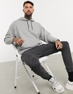 Oversized-худи серого меланжевого цвета со шнурками в крапинку ASOS DESIGN-Серый