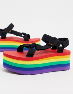 Черные сандалии на разноцветной платформе Teva Pride-Мульти