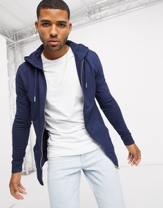 Худи темно-синего цвета из органического хлопка на молнии ASOS DESIGN-Темно-синий
