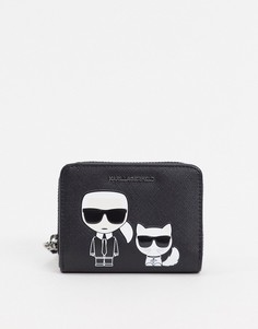 Маленький складной кошелек на молнии черного цвета Karl Lagerfeld-Черный