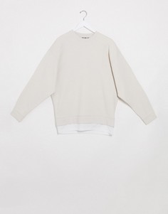 Бежевый oversized-свитшот со вставкой по краю ASOS DESIGN