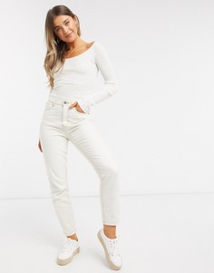 Кремовый джемпер с длинными рукавами и глубоким вырезом ASOS DESIGN