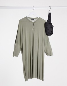 Зеленая длинная oversized-футболка ASOS DESIGN-Зеленый