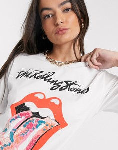 Белая футболка с принтом "Rolling Stones" Stradivarius-Белый