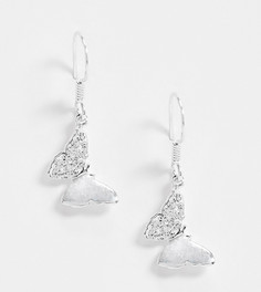 Серебряные серьги с бабочками и стразами ASOS DESIGN-Серебряный